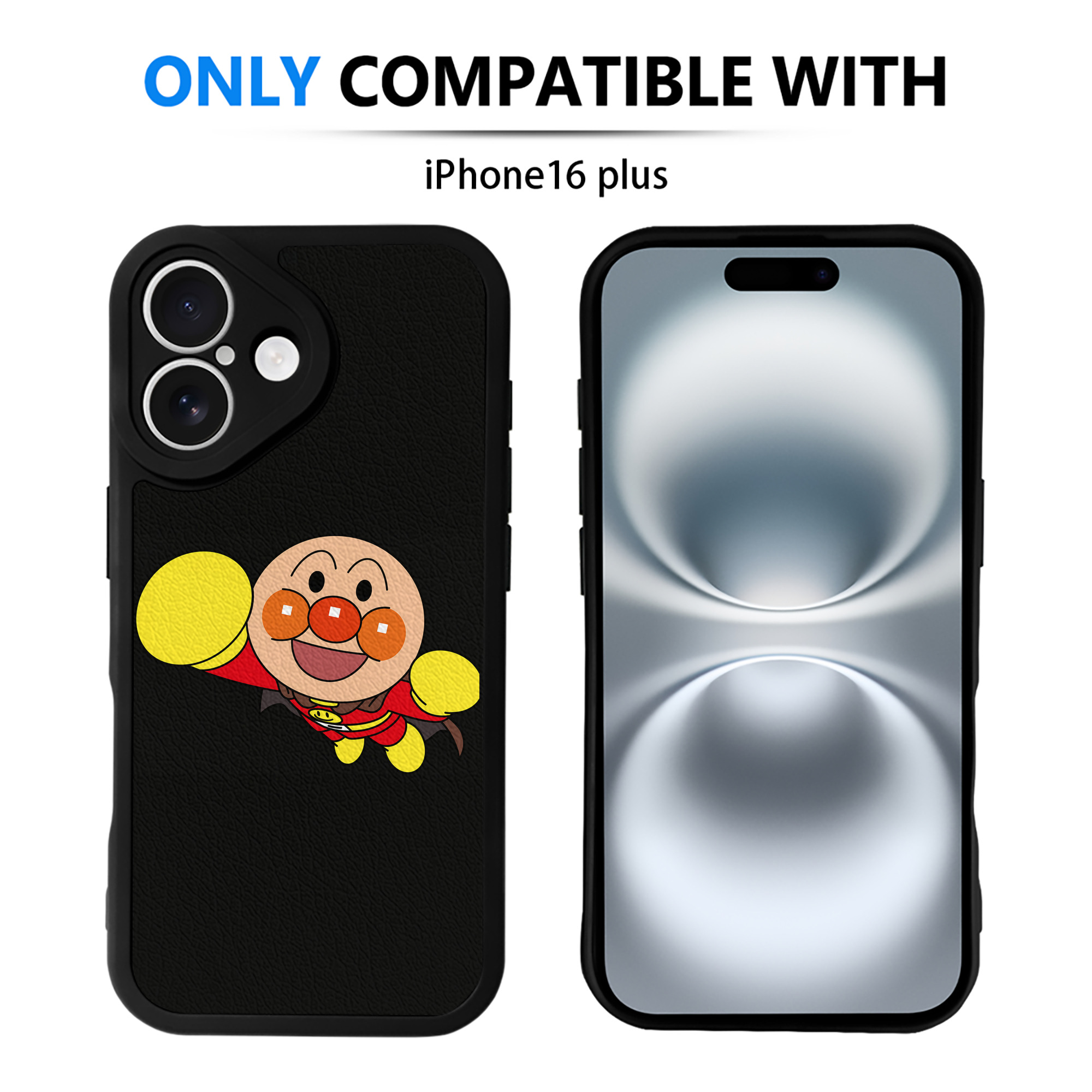 （画像用） アンパンマン Anpanman 【iPhone 16シリーズ対応】シリコンスマホケース（レザー調） 材質：シリコン